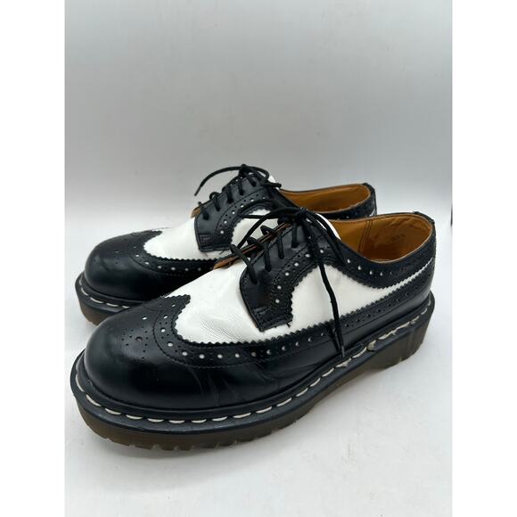 Dr. Martens Made in England Rare VTG Black White Brogue Oxford Wingtip & Chunky - Picture 4 of 12